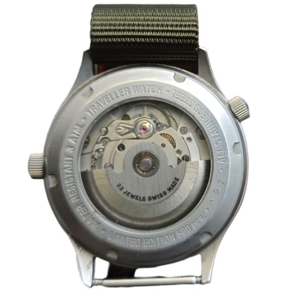 Poljot Automatic Traveller Men's Watch Limited Edition Large Wrist Army Green - Picture 7 of 7